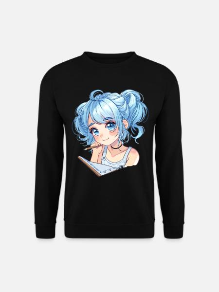 Anime and Sketching Anime Girl Sketching Otaku - Unisex Pullover - Schwarz