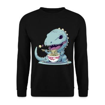Goth Pastel Mignon Effrayant Kawaii T-Rex Manger Ramen - Sweat-shirt Unisexe - noir - Devant - Alina (178cm) & Michal (187cm)