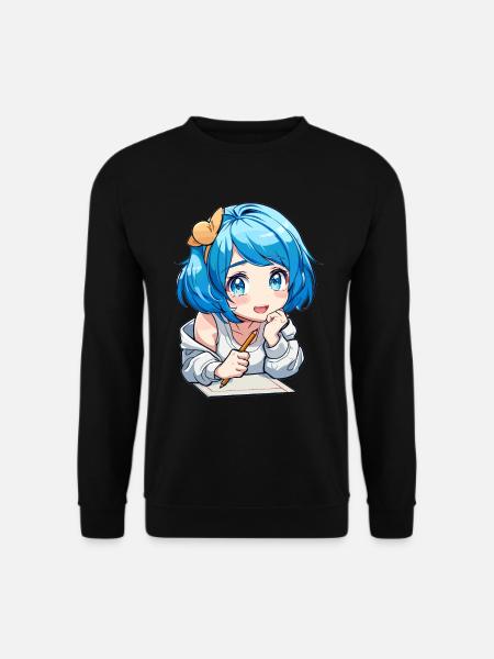Anime and Sketching Anime Girl Sketching Otaku - Unisex Pullover - Schwarz