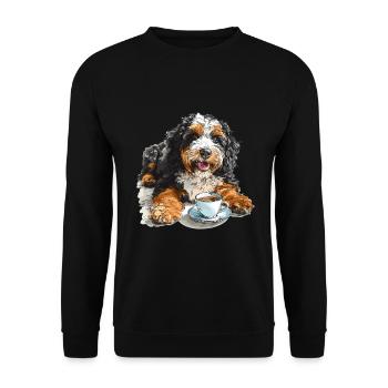 Bernedoodle chien de race animal de compagnie Bernedoodle avec café - Sweat-shirt Unisexe - noir - Devant - Alina (178cm) & Michal (187cm)