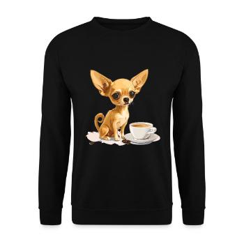 Chihuahua mignon avec une tasse de café Chiwawa - Sweat-shirt Unisexe - noir - Devant - Alina (178cm) & Michal (187cm)