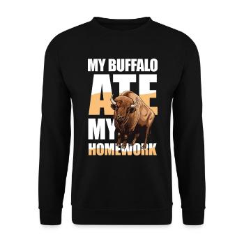My Buffalo Ate My Homework - Unisex Pullover - Schwarz - Vorne - Alina (178cm) & Michal (187cm)