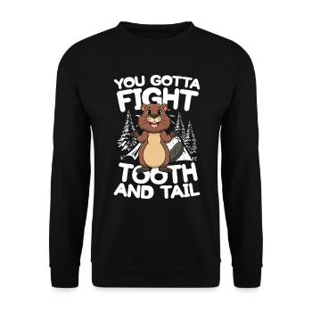 You Gotta Fight Tooth And Tail Biber - Unisex Pullover - Schwarz - Vorne - Alina (178cm) & Michal (187cm)