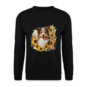 Shetland Sheepdog Sheltie Dog Sunflower Cute - Unisex Sweatshirt - black - Front - Alina (178cm) & Michal (187cm)