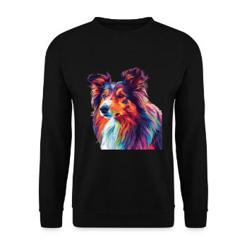 Shetland Sheepdog Sheltie Dog Pop Art Colorful - Unisex Sweatshirt - black - Front - Alina (178cm) & Michal (187cm)