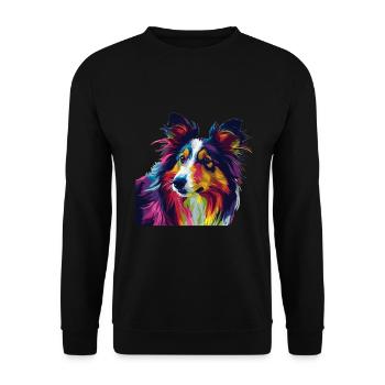 Shetland Sheepdog Sheltie Dog Pop Art Colorful - Unisex Sweatshirt - black - Front - Alina (178cm) & Michal (187cm)