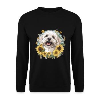 Maltipoo Sunflowers Dog Breed Pet Cute Funny - Unisex Pullover - Schwarz - Vorne - Alina (178cm) & Michal (187cm)