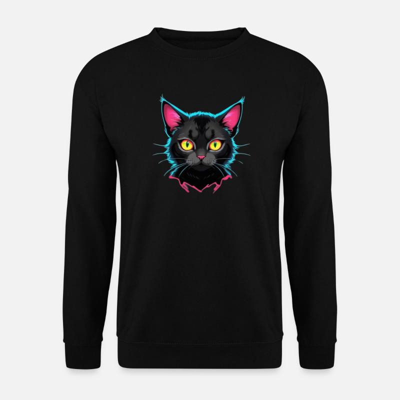 Neon Cat Design - Unisex Sweatshirt - black