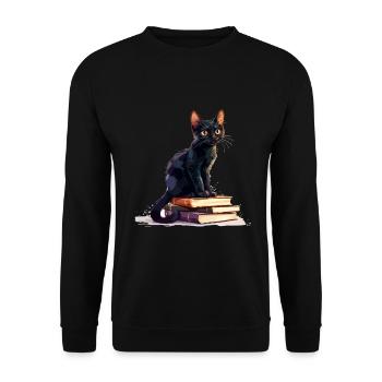 Cats and Books Reading Bookworm Funny & Cute - Unisex Sweatshirt - black - Front - Alina (178cm) & Michal (187cm)
