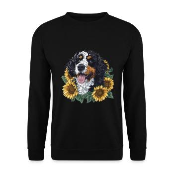 Sunflowers Dog Breed Pet Cute Bernedoodle Graphic - Unisex Pullover - Schwarz - Vorne - Alina (178cm) & Michal (187cm)