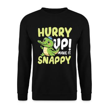 Make It Snappy Krokodil Alligator für Krokodil - Unisex Pullover - Schwarz - Vorne - Alina (178cm) & Michal (187cm)