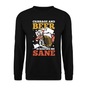 Cribbage And Beer Is Keeping Me Sane - Unisex Pullover - Schwarz - Vorne - Alina (178cm) & Michal (187cm)