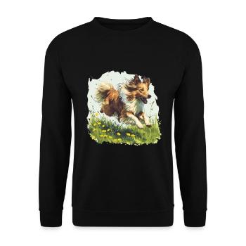 Shetland Sheepdog Sheltie Dog Breed Pet Cute - Unisex Sweatshirt - black - Front - Alina (178cm) & Michal (187cm)