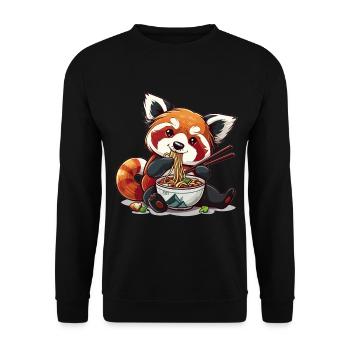Panda roux kawaii mangeant de la soupe de nouilles Ramen Anime - Sweat-shirt Unisexe - noir - Devant - Alina (178cm) & Michal (187cm)