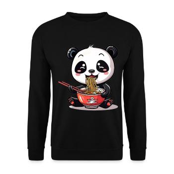 Kawaii Panda eating Ramen Noodle Soup Cute Graphic - Unisex Sweatshirt - black - Front - Alina (178cm) & Michal (187cm)