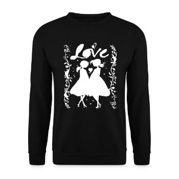 Liebesgrafik für Frauen mit Liebe - Unisex Pullover - Schwarz - Vorne - Alina (178cm) & Michal (187cm)