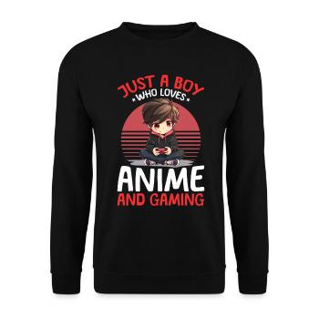 Anime Gaming Boy Manga Gamer Otaku Just a Boy - Unisex Sweatshirt - black - Front - Alina (178cm) & Michal (187cm)