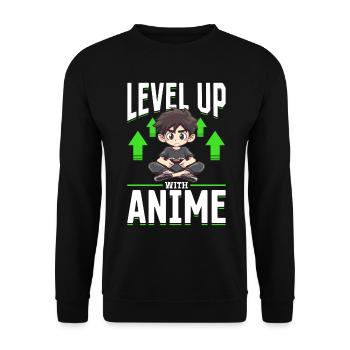 Anime Gaming Boy Manga Gamer Otaku Monter de niveau - Sweat-shirt Unisexe - noir - Devant - Alina (178cm) & Michal (187cm)