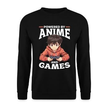 Anime Gaming Boy Manga Gamer Otaku Powered by - Unisex Sweatshirt - black - Front - Alina (178cm) & Michal (187cm)