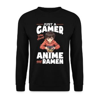 Anime Ramen Gaming Boy Manga Gamer Otaku - Sweat-shirt Unisexe - noir - Devant - Alina (178cm) & Michal (187cm)