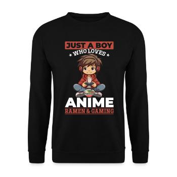 Anime Ramen Gaming Boy Manga Gamer Otaku - Unisex Sweatshirt - black - Front - Alina (178cm) & Michal (187cm)
