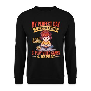 Anime Ramen Gaming Boy Manga Gamer Otaku - Sweat-shirt Unisexe - noir - Devant - Alina (178cm) & Michal (187cm)