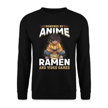 Anime Ramen Gaming Boy Manga Gamer Otaku - Unisex Pullover - Schwarz - Vorne - Alina (178cm) & Michal (187cm)