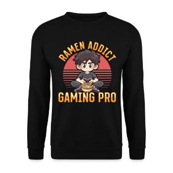 Anime Ramen Gaming Boy Manga Gamer Otaku - Unisex Pullover - Schwarz - Vorne - Alina (178cm) & Michal (187cm)