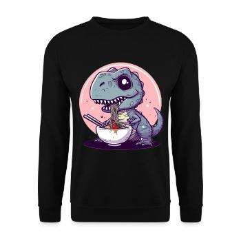 Goth Pastel Mignon Effrayant Kawaii T-Rex Manger Ramen - Sweat-shirt Unisexe - noir - Devant - Alina (178cm) & Michal (187cm)