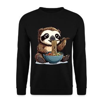 Kawaii Sloth eating Ramen Noodle Soup Anime Cute - Unisex Sweatshirt - black - Front - Alina (178cm) & Michal (187cm)