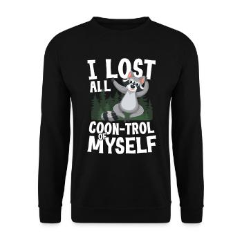I Lost All Coon-Trol für einen Waschbär-Fan - Unisex Pullover - Schwarz - Vorne - Alina (178cm) & Michal (187cm)