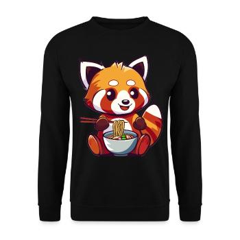 Panda roux kawaii mangeant de la soupe de nouilles Ramen Anime - Sweat-shirt Unisexe - noir - Devant - Alina (178cm) & Michal (187cm)
