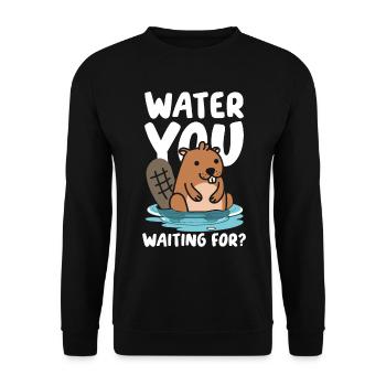 Water You Waiting For Biber - Unisex Pullover - Schwarz - Vorne - Alina (178cm) & Michal (187cm)