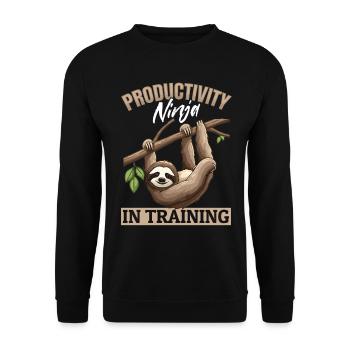 Funny Lazy Sloth Productivity ninja in training - Unisex Pullover - Schwarz - Vorne - Alina (178cm) & Michal (187cm)