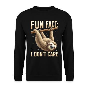 Funny Lazy Sloth Fun fact i don't care - Unisex Sweatshirt - black - Front - Alina (178cm) & Michal (187cm)