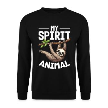 Funny Lazy Sloth My Spirit Animal - Unisex Pullover - Schwarz - Vorne - Alina (178cm) & Michal (187cm)