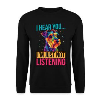 Airedale Terrier Race de chien Je t’entends - Sweat-shirt Unisexe - noir - Devant - Alina (178cm) & Michal (187cm)