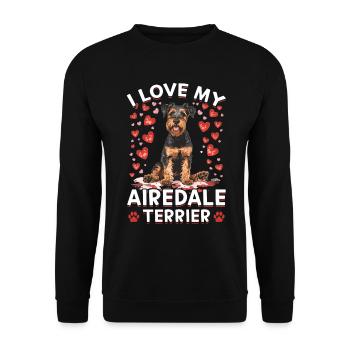 Race de chien J’aime mon Airedale Terrier - Sweat-shirt Unisexe - noir - Devant - Alina (178cm) & Michal (187cm)