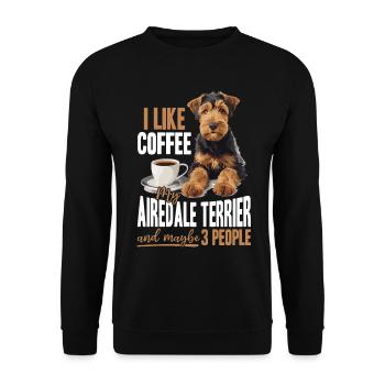 I like coffee my Airedale Terrier maybe 3 people - Unisex Pullover - Schwarz - Vorne - Alina (178cm) & Michal (187cm)