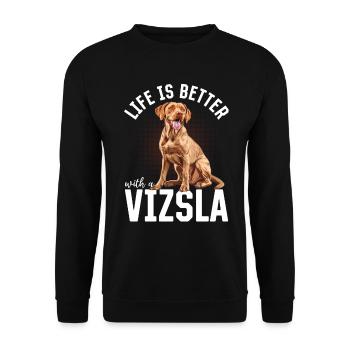 Hungarian Magyar Vizsla Dog Breed - Unisex Pullover - Schwarz - Vorne - Alina (178cm) & Michal (187cm)