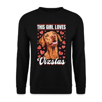 Hungarian Magyar Vizsla Dog Breed This Girl loves - Unisex Sweatshirt - black - Front - Alina (178cm) & Michal (187cm)