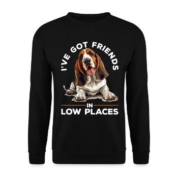 Basset Hound Dog I've Got Friends in Low Places - Unisex Sweatshirt - black - Front - Alina (178cm) & Michal (187cm)