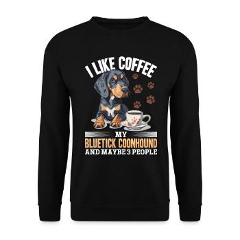 Bluetick Coonhound race de chien J’aime le café mon - Sweat-shirt Unisexe - noir - Devant - Alina (178cm) & Michal (187cm)