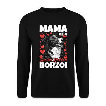 Borzoi Dog Breed Mama of a Spoiled Rotten Borzoi - Unisex Sweatshirt - black - Front - Alina (178cm) & Michal (187cm)