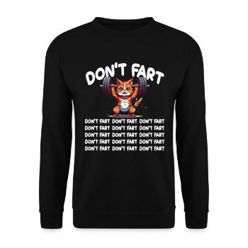 Lustige Katze Gym Don't Fart Weightlifting Furz - Unisex Pullover - Schwarz - Vorne - Alina (178cm) & Michal (187cm)