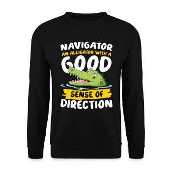 Navigator Alligator Good Sense Of Direction - Unisex Pullover - Schwarz - Vorne - Alina (178cm) & Michal (187cm)