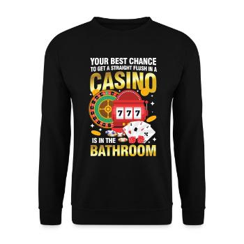 Your Best Chance Straight Flush Casino Bathroom - Unisex Pullover - Schwarz - Vorne - Alina (178cm) & Michal (187cm)