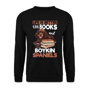 Boykin Spaniel Dog Breed Life is Better with Books - Unisex Sweatshirt - black - Front - Alina (178cm) & Michal (187cm)