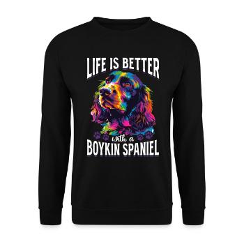 La vie est meilleure avec un épagneul Boykin - Sweat-shirt Unisexe - noir - Devant - Alina (178cm) & Michal (187cm)