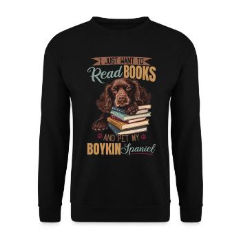 Boykin Spaniel Dog Breed I Just want to read Books - Unisex Pullover - Schwarz - Vorne - Alina (178cm) & Michal (187cm)